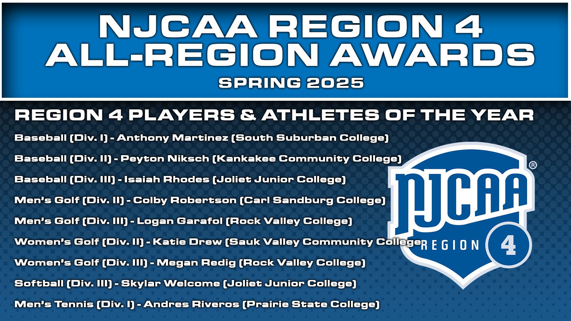 Region 4 Announces Spring 2025 All-Region Teams