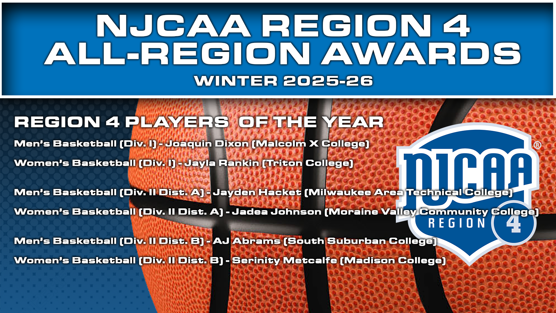 Region 4 Announces Winter 2024-25 All-Region Teams